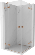 Mexen Lunar Duo cabine de douche avec porte battante 105 x 105 cm, transparente, cuivre brossé - 834-105L-105P-65-00