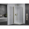 Mexen Pretoria cabine de douche pivotante 70 x 70 cm, transparent, doré + receveur plat - 852-070-070-50-00-4010