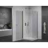 Mexen Pretoria cabine de douche pivotante 80 x 80 cm, transparente, or + receveur plat - 852-080-080-50-00-4010