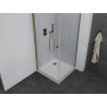 Mexen Pretoria cabine de douche battante 90 x 90 cm, transparente, dorée + receveur de douche Flat - 852-090-090-50-00-4010