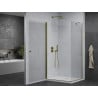 Mexen Pretoria cabine de douche pivotante 70 x 80 cm, transparente, dorée + receveur plat - 852-070-080-50-00-4010