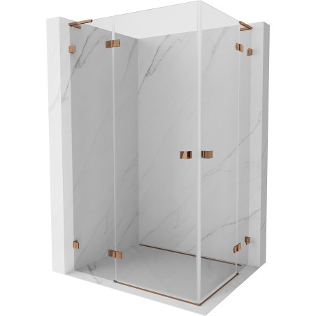 Mexen Lunar L Duo cabine de douche pivotante gauche 105 x 95 cm, transparent, or rose - 834L-105L-095P-60-00
