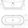 Mexen Lotos baignoire autoportante 180 x 75 cm, blanc/noir, trop-plein cuivre brossé - 52051807775-65
