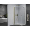 Mexen Pretoria cabine de douche battante 80 x 70 cm, transparent, dorée + receveur Flat - 852-080-070-50-00-4010