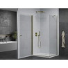 Mexen Pretoria cabine de douche pivotante 90 x 70 cm, transparente, dorée + receveur Flat - 852-090-070-50-00-4010