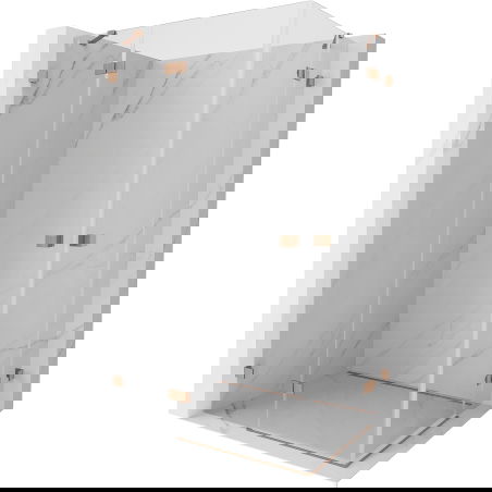 Mexen Lunar Duo cabine de douche battante 120 x 110 cm, transparent, cuivre brossé - 834-120L-110P-65-00