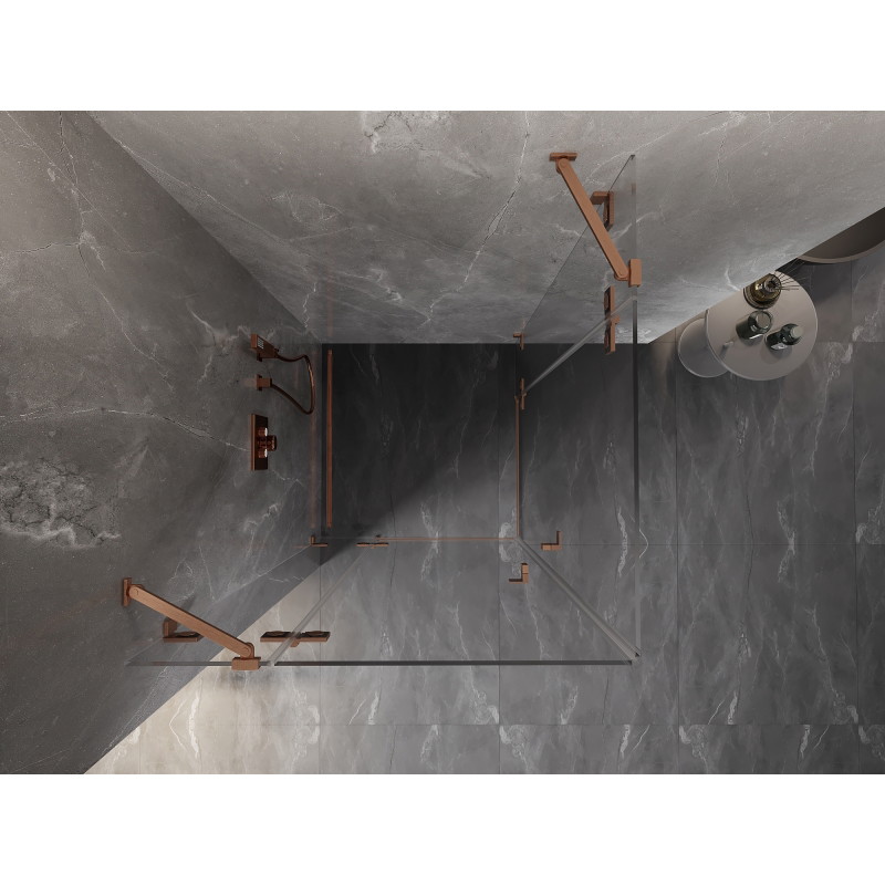 Mexen Lunar Duo cabine de douche pivotante 120 x 120 cm, transparent, cuivre brossé - 834-120L-120P-65-00