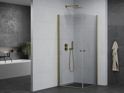 Mexen Pretoria Duo cabine de douche pivotante 80 x 80 cm, transparent, or - 852-080-080-50-00-02
