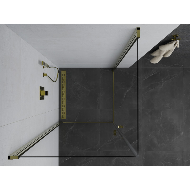 Mexen Pretoria Duo cabine de douche pivotante 90 x 90 cm, transparent, or - 852-090-090-50-00-02