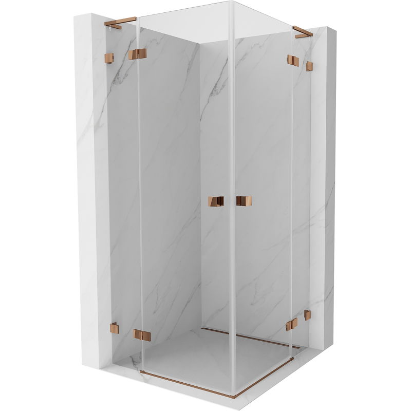Mexen Lunar L Duo cabine de douche pivotante 120 x 120 cm, transparent, or rose - 834L-120L-120P-60-00