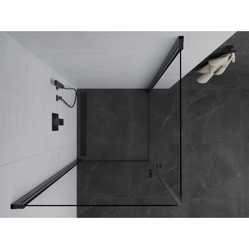 Mexen Pretoria Duo cabine de douche pivotante 80 x 80 cm, transparent, noire - 852-080-080-70-00-02