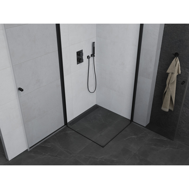 Mexen Pretoria Duo cabine de douche pivotante 90 x 90 cm, transparent, noir - 852-090-090-70-00-02