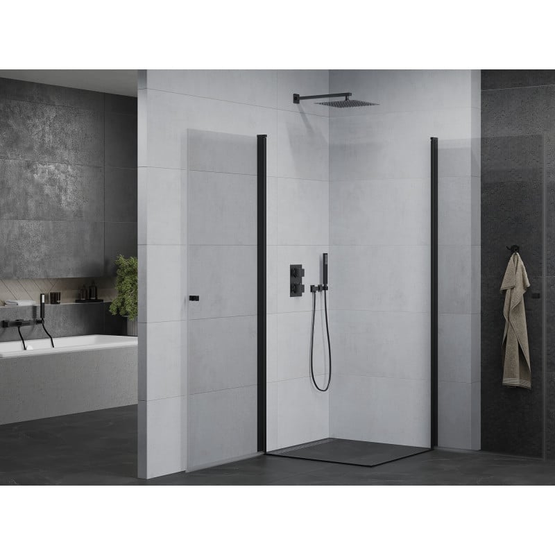 Mexen Pretoria Duo cabine de douche pivotante 90 x 90 cm, transparent, noir - 852-090-090-70-00-02