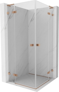 Mexen Lunar L Duo cabine de douche battante 85 x 85 cm, transparent, cuivre brossé - 834L-085L-085P-65-00