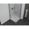 Mexen Pretoria Cabine de douche duo à charnière 80 x 80 cm, transparente, dorée + bac à douche plat