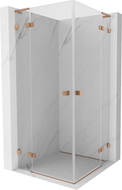 Mexen Lunar L Duo cabine de douche pivotante 90 x 90 cm, transparent, cuivre brossé - 834L-090L-090P-65-00