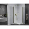 Mexen Pretoria Duo cabine de douche pivotante 90 x 90 cm, transparent, doré + receveur Flat - 852-090-090-50-02-4010G