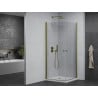 Mexen Pretoria Duo cabine de douche pivotante 90 x 90 cm, transparent, doré + receveur Flat - 852-090-090-50-02-4010G