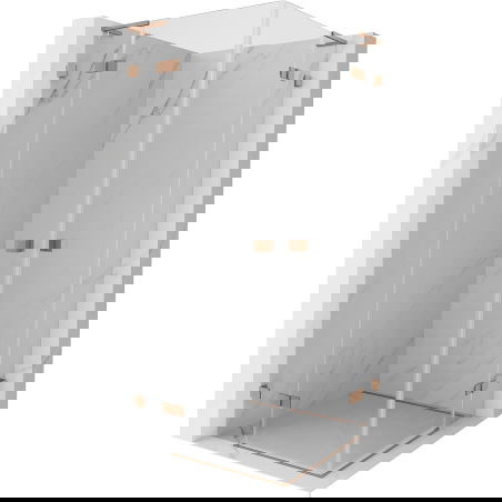 Mexen Lunar L Duo cabine de douche pivotante 100 x 100 cm, transparent, cuivre brossé - 834L-100L-100P-65-00