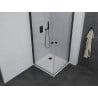 Mexen Pretoria Douche à double cabine battante 90 x 90 cm, transparente, noire + receveur Flat - 852-090-090-70-02-4010B