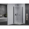 Mexen Pretoria Douche à double cabine battante 90 x 90 cm, transparente, noire + receveur Flat - 852-090-090-70-02-4010B