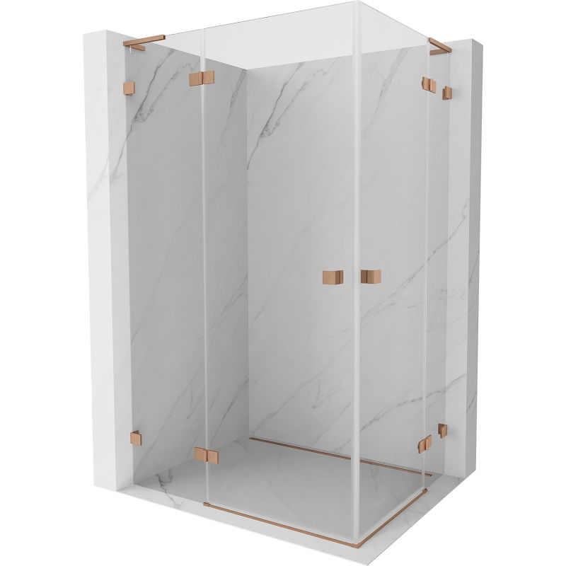 Mexen Lunar L Duo cabine de douche à charnière 115 x 70 cm, transparente, cuivre brossé - 834L-115L-070P-65-00