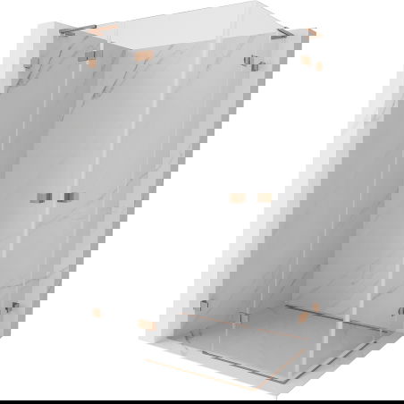 Mexen Lunar L Duo cabine de douche pivotante gauche 115 x 105 cm, transparent, cuivre brossé - 834L-115L-105P-65-00