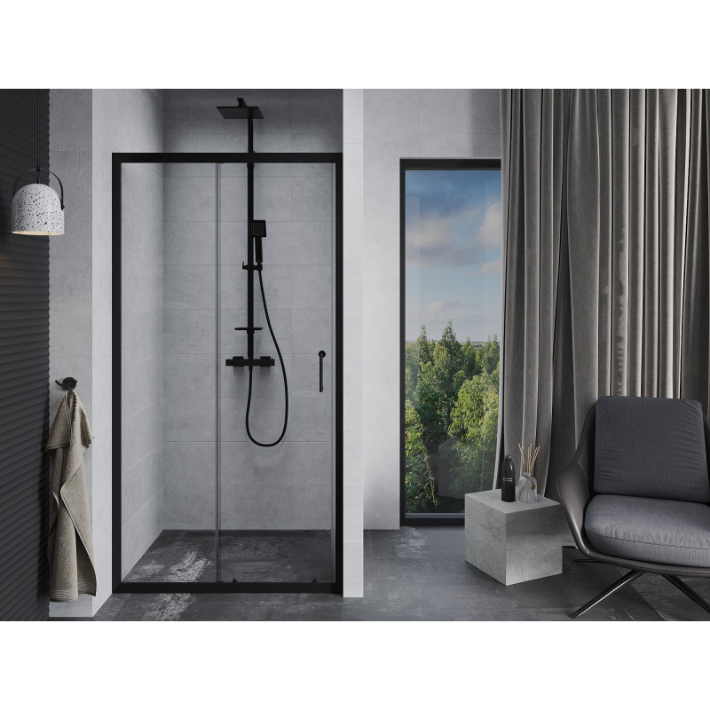 Mexen Apia portes de douche coulissantes 125 cm, transparentes, noires - 845-125-000-70-00