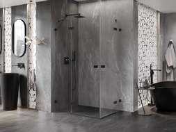 Cabine de douche battante Mexen Lunar Duo 100 x 80 cm, transparente, noire - 834-100L-080P-70-00