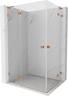 Mexen Lunar L Duo cabine de douche pivotante gauche 120 x 80 cm, transparente, cuivre brossé - 834L-120L-080P-65-00