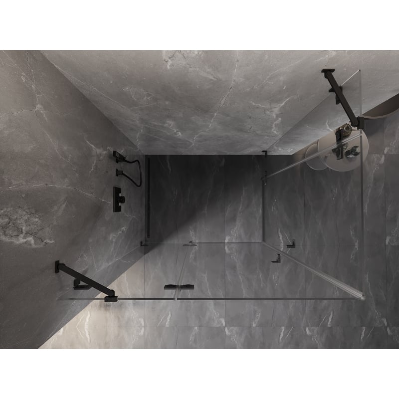 Mexen Lunar Duo cabine de douche pivotante gauche 105 x 100 cm, transparent, noir - 834-105L-100P-70-00
