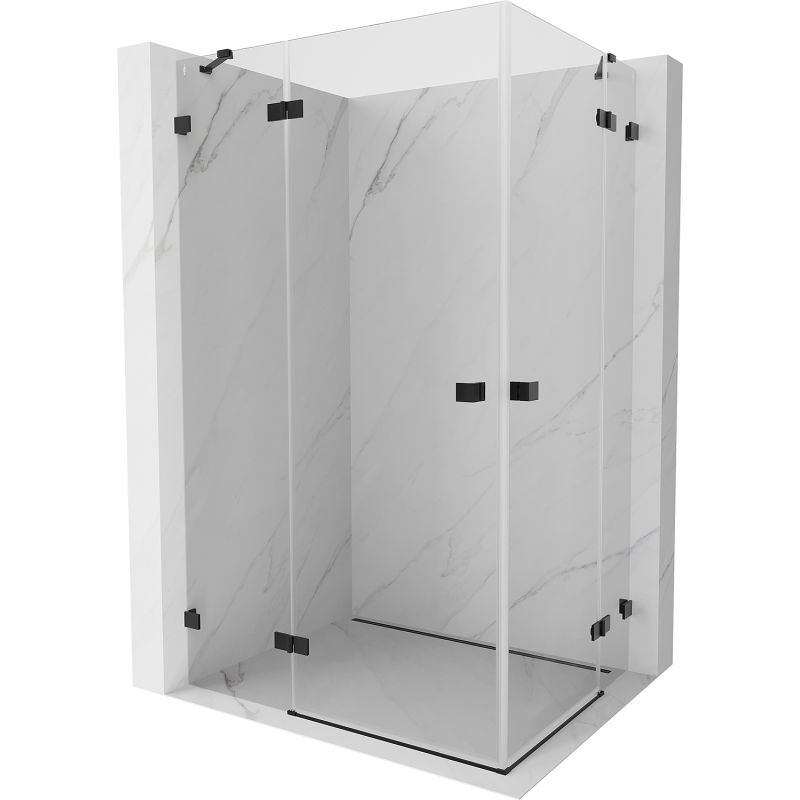Mexen Lunar Duo cabine de douche à charnière 115 x 105 cm, transparent, noir - 834-115L-105P-70-00
