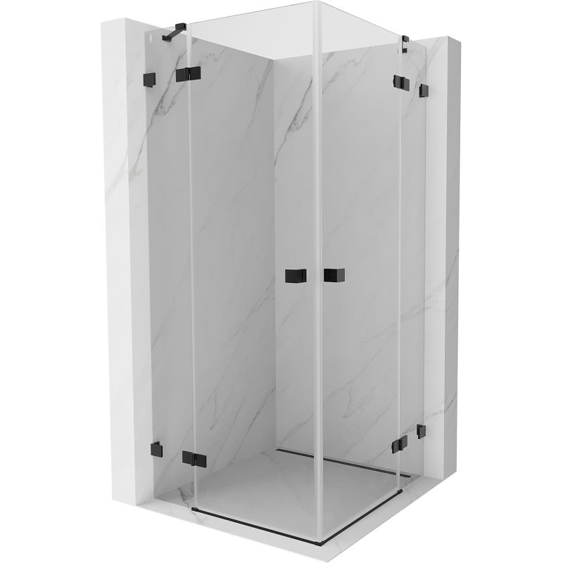 Mexen Lunar Duo cabine de douche pivotante 115 x 115 cm, transparent, noir - 834-115L-115P-70-00