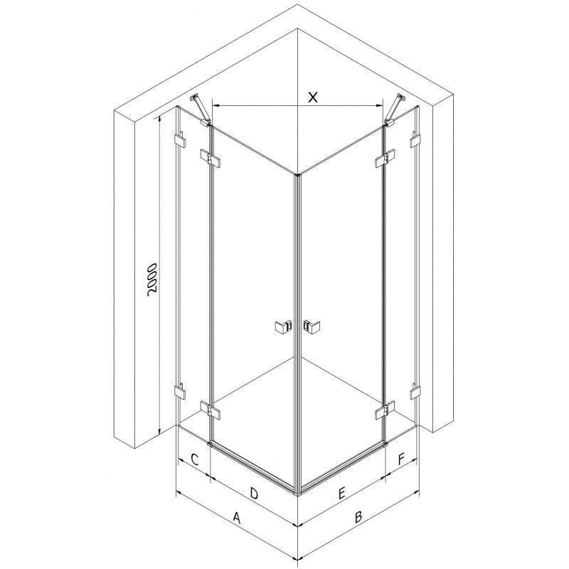 Mexen Lunar Duo cabine de douche pivotante gauche 80 x 75 cm, transparent, métal canon - 834-080L-075P-95-00