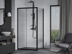 Mexen Apia cabine de douche coulissante 90 x 80 cm, transparente, noire - 840-090-080-70-00