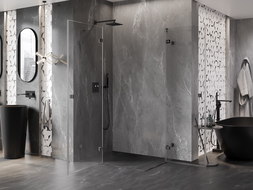 Mexen Lunar Duo cabine de douche pivotante 120 x 115 cm, transparente, gun metal - 834-120L-115P-95-00