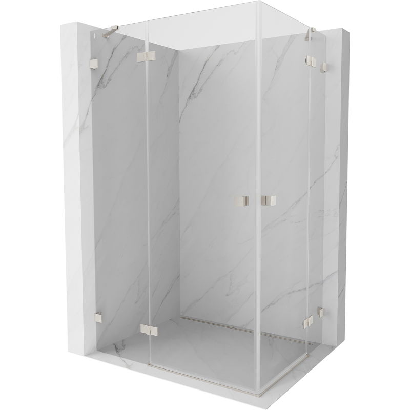 Mexen Lunar Duo cabine de douche pivotante gauche 85 x 80 cm, transparent, nickel brossé - 834-085L-080P-97-00
