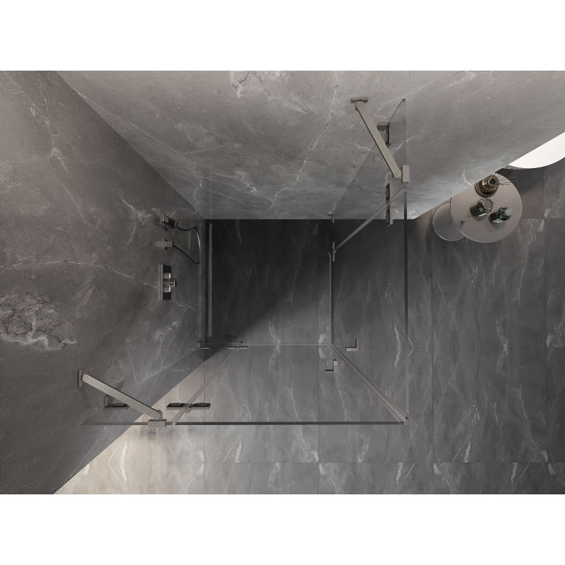 Mexen Lunar Duo cabine de douche pivotante 85 x 85 cm, transparent, nickel brossé - 834-085L-085P-97-00