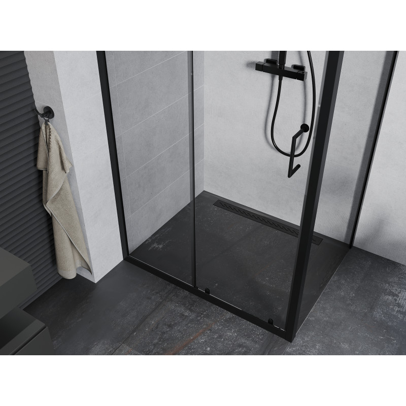 Mexen Apia cabine de douche coulissante 100 x 70 cm, transparent, noir - 840-100-070-70-00