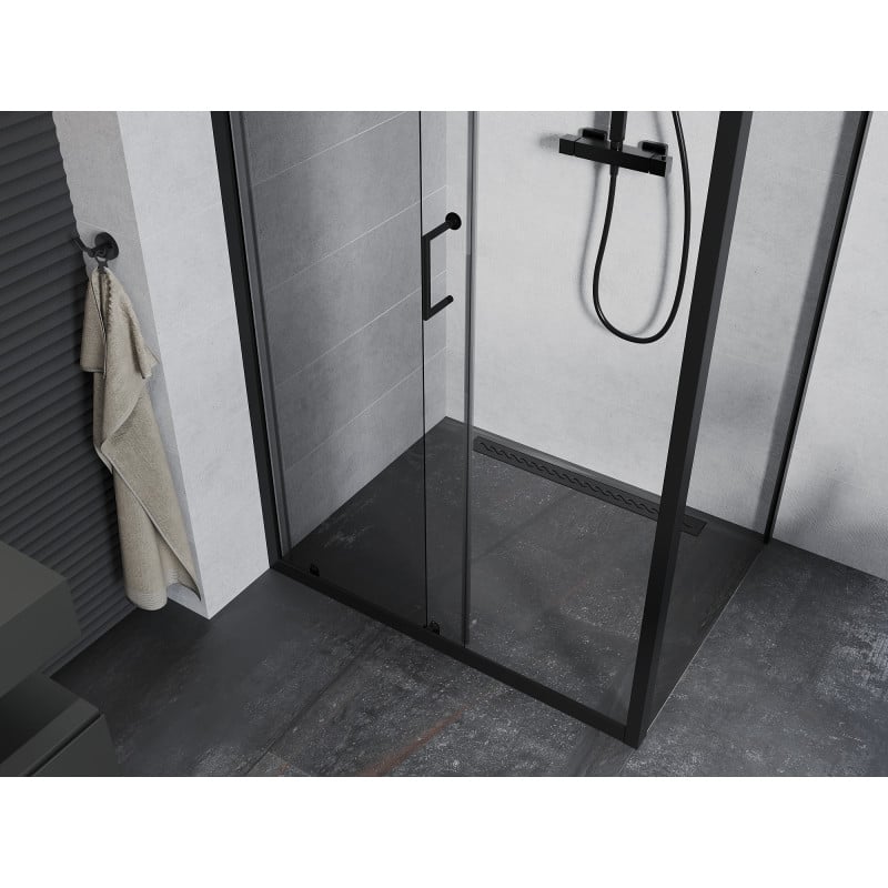 Mexen Apia cabine de douche coulissante 100 x 90 cm, transparente, noire - 840-100-090-70-00