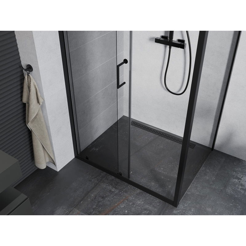 Mexen Apia cabine de douche coulissante 115 x 70 cm, transparente, noire - 840-115-070-70-00