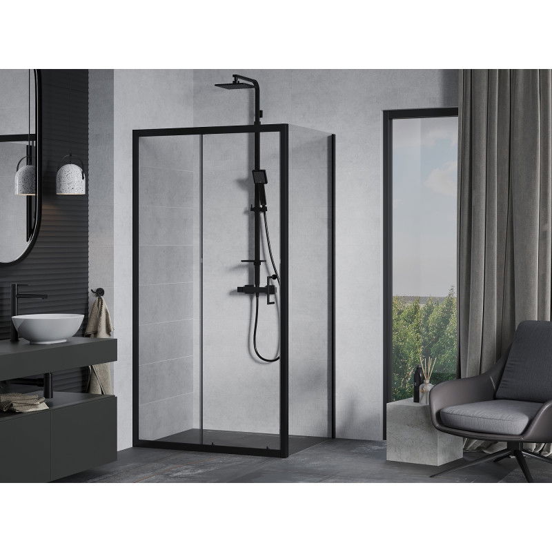 Mexen Apia cabine de douche coulissante 115 x 70 cm, transparente, noire - 840-115-070-70-00