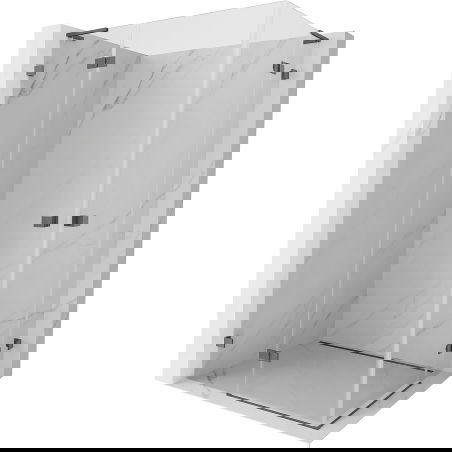 Mexen Lunar L Duo cabine de douche pivotante gauche 110 x 80 cm, transparent, gris canon brossé - 834L-110L-080P-66-00