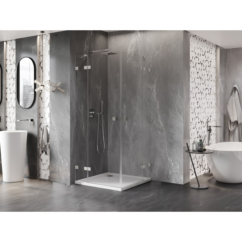 Mexen Lunar Duo cabine de douche pivotante 115 x 115 cm, transparent, nickel brossé - 834-115L-115P-97-00