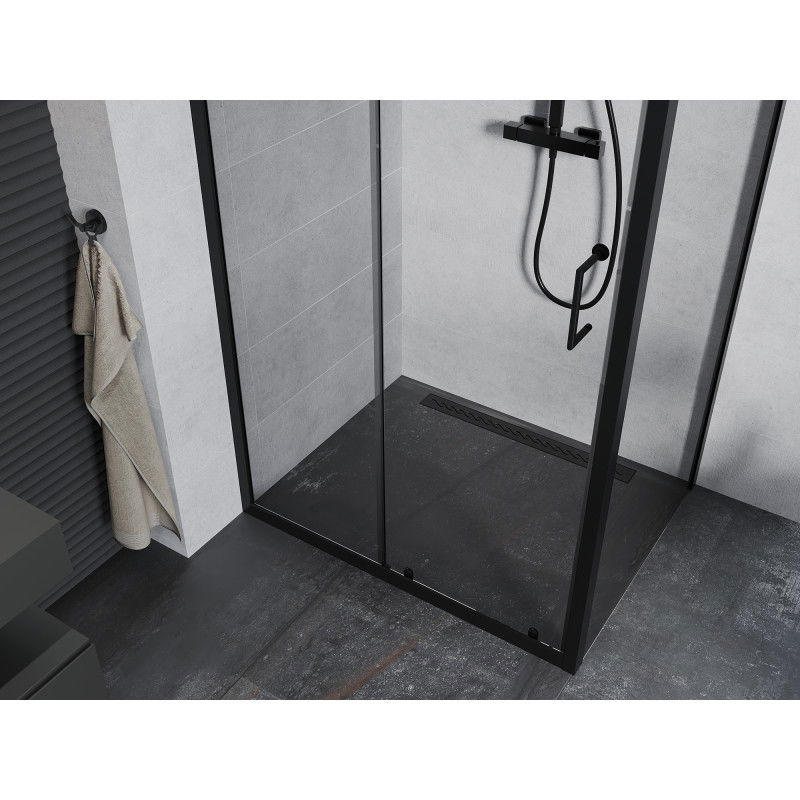 Mexen Apia cabine de douche coulissante 125 x 90 cm, transparente, noire - 840-125-090-70-00