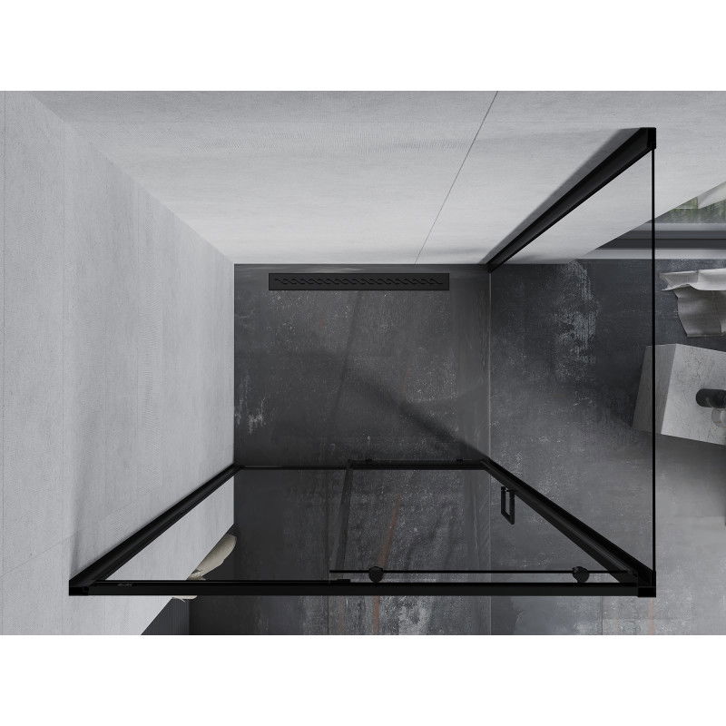 Mexen Apia cabine de douche coulissante 125 x 90 cm, transparente, noire - 840-125-090-70-00
