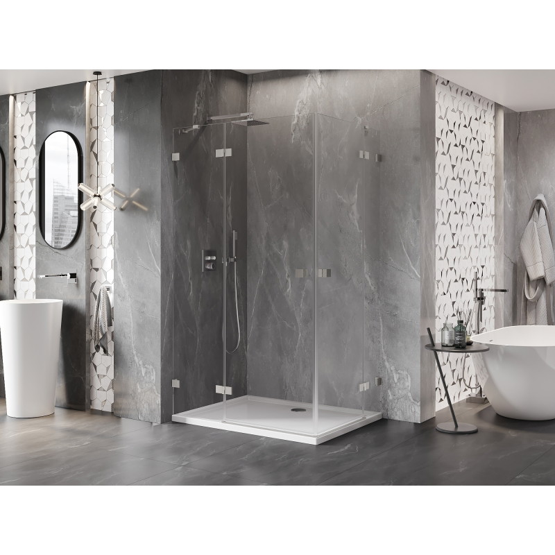 Mexen Lunar Duo cabine de douche battante gauche 120 x 105 cm, transparent, nickel brossé - 834-120L-105P-97-00