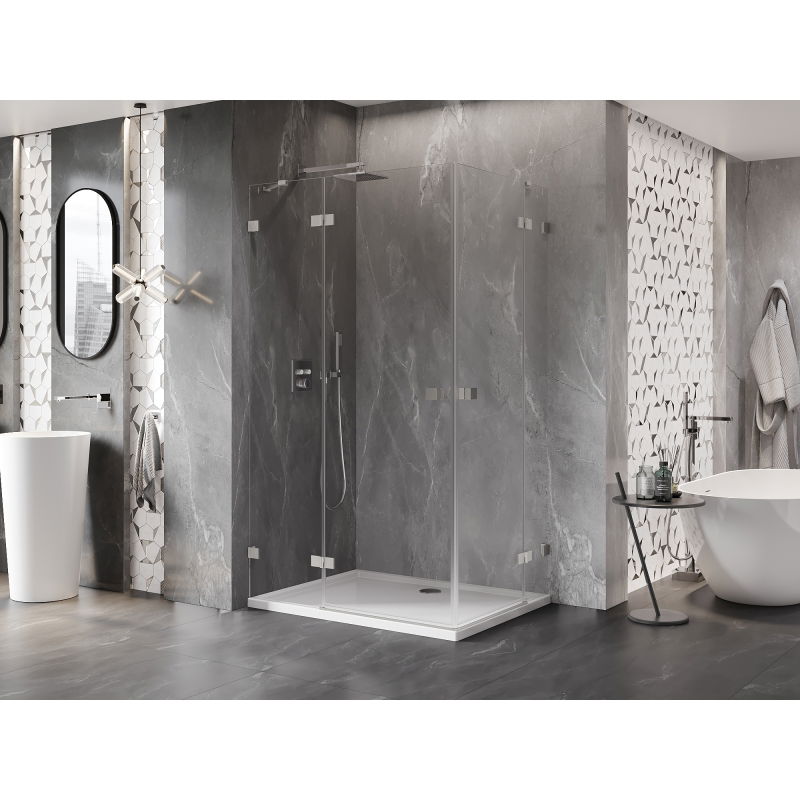 Mexen Lunar Duo cabine de douche pivotante gauche 120 x 105 cm, transparent, nickel brossé - 834-120L-105P-97-00