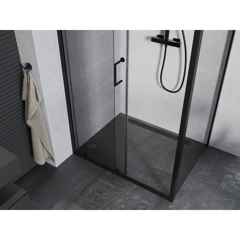Mexen Apia cabine de douche coulissante 140 x 90 cm, transparente, noire - 840-140-090-70-00