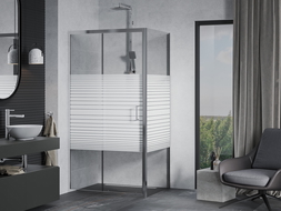 Mexen Apia cabine de douche coulissante 95 x 70 cm, bandes blanches, chrome - 840-095-070-01-20